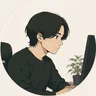 技術担当Shotermのアイコン。机に向かい、画面を見て作業している姿