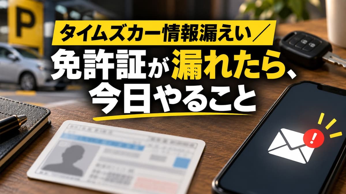 タイムズカー情報漏えい、免許証が漏れたら今日やること