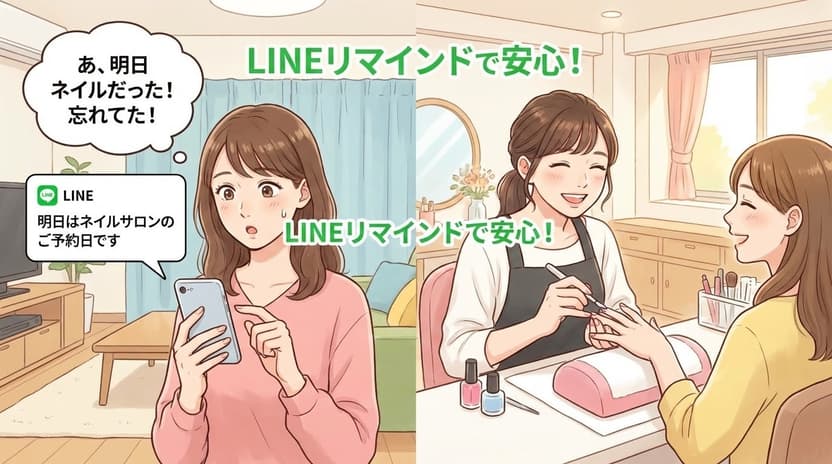 LINEリマインドを送ることによってお客様のドタキャンを減らす