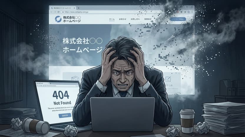 今まで見れたウェブサイトが突然見られなくなり困っている男性